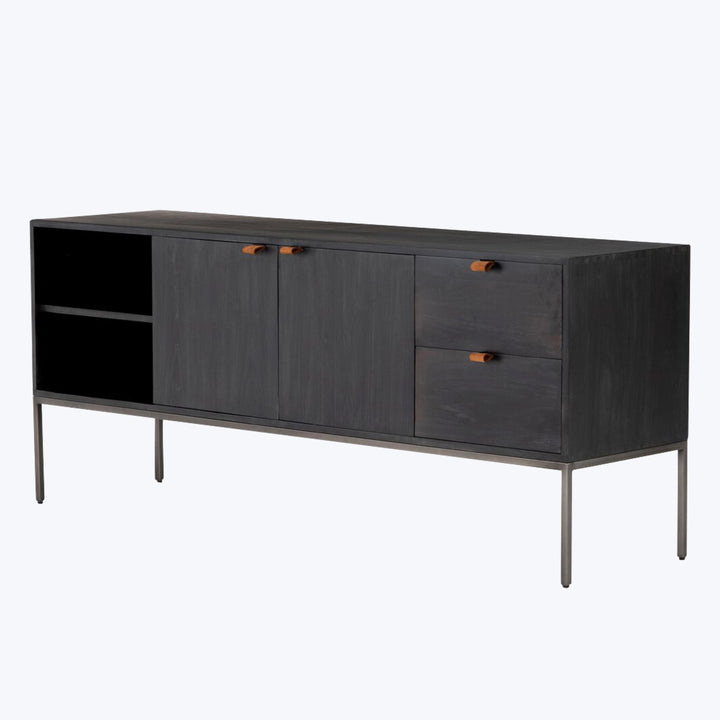 Trey Media Console Black Wash Poplar