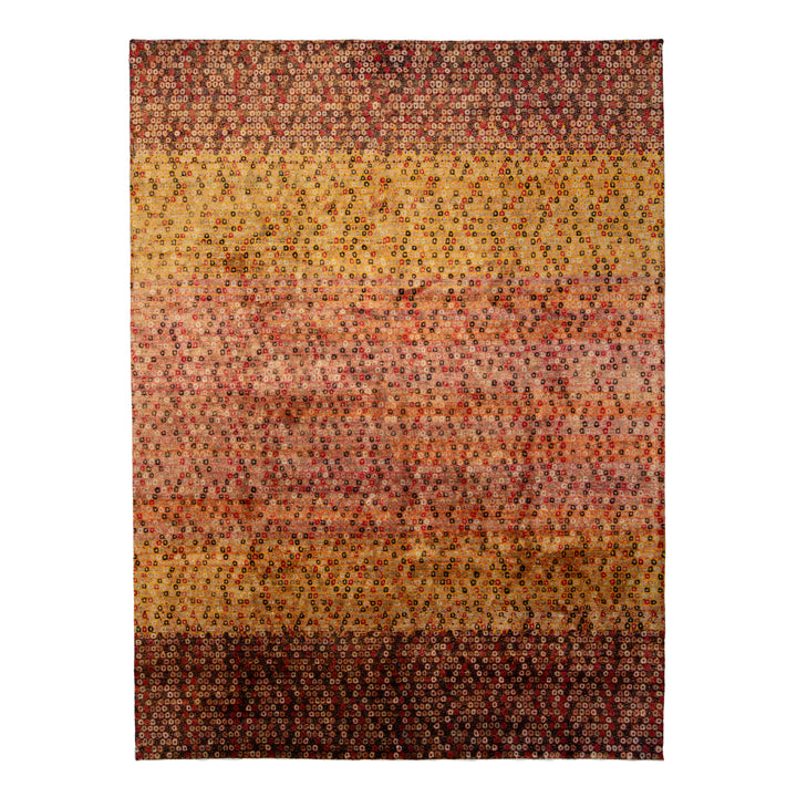 Multicolored Contemporary Silk Rug - 9' x 12'2"