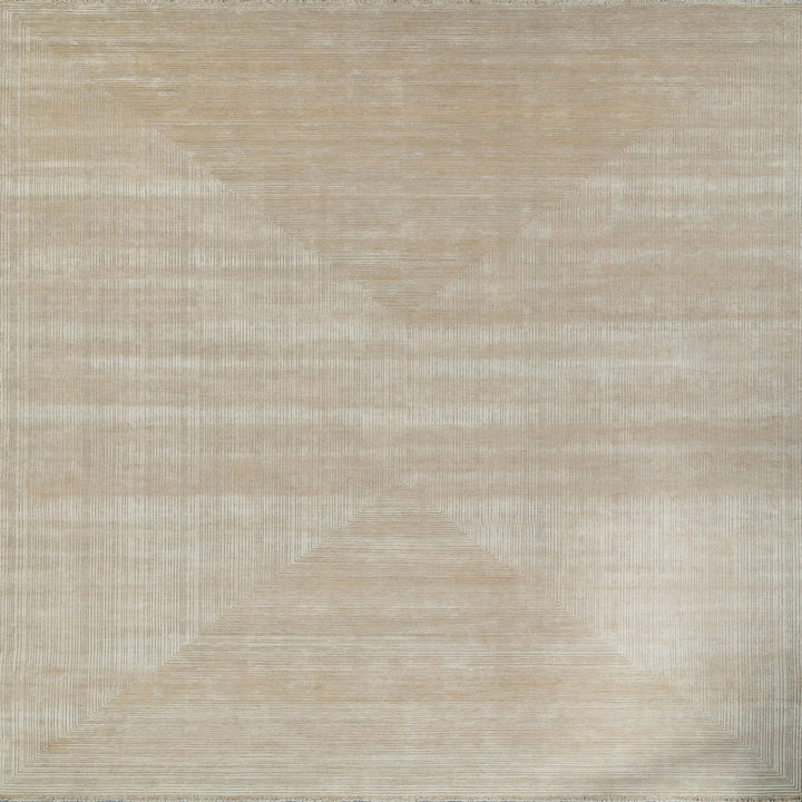 Gold Contemporary Silk Wool Blend Rug - 12'1" x 14'11"