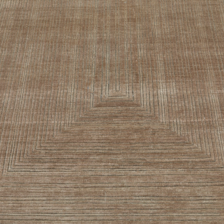 Brown Contemporary Silk Wool Blend Rug - 12' x 14'6"