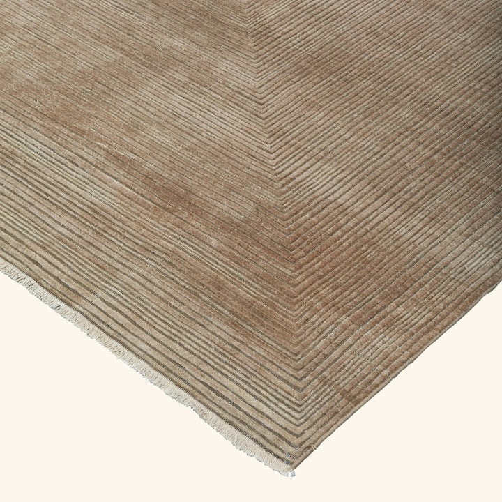 Brown Contemporary Silk Wool Blend Rug - 12' x 14'6"