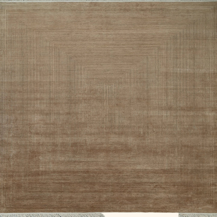 Brown Contemporary Silk Wool Blend Rug - 12' x 14'6"