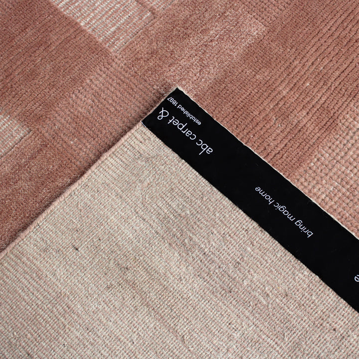 Pink Contemporary Wool Rug