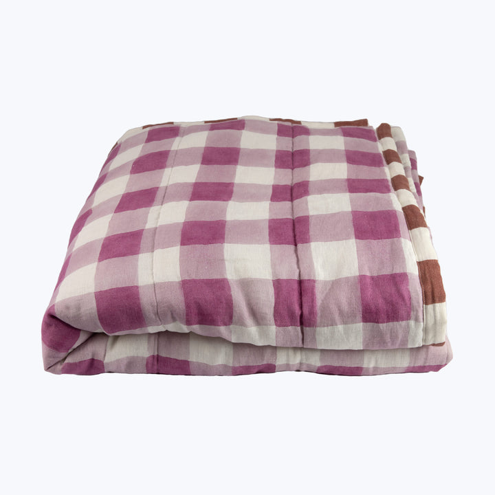 Blossom Plaid Linen Quilt Orchid / Queen