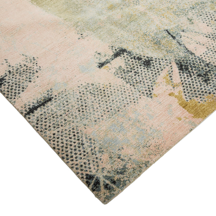 Multicolored Contemporary Wool Silk Blend Rug - 8' x 10'