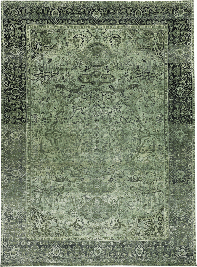 Green Alchemy Transitional Silk Wool Blend Rug - 9'10