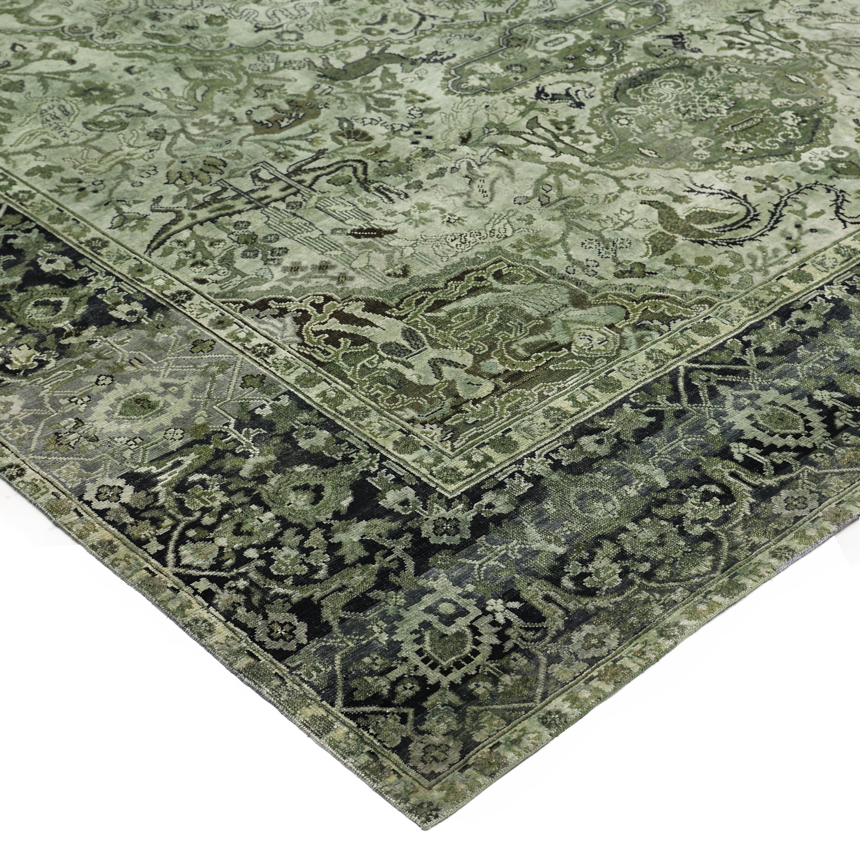 Green Alchemy Transitional Silk Wool Blend Rug - 9'10" x 13'10"