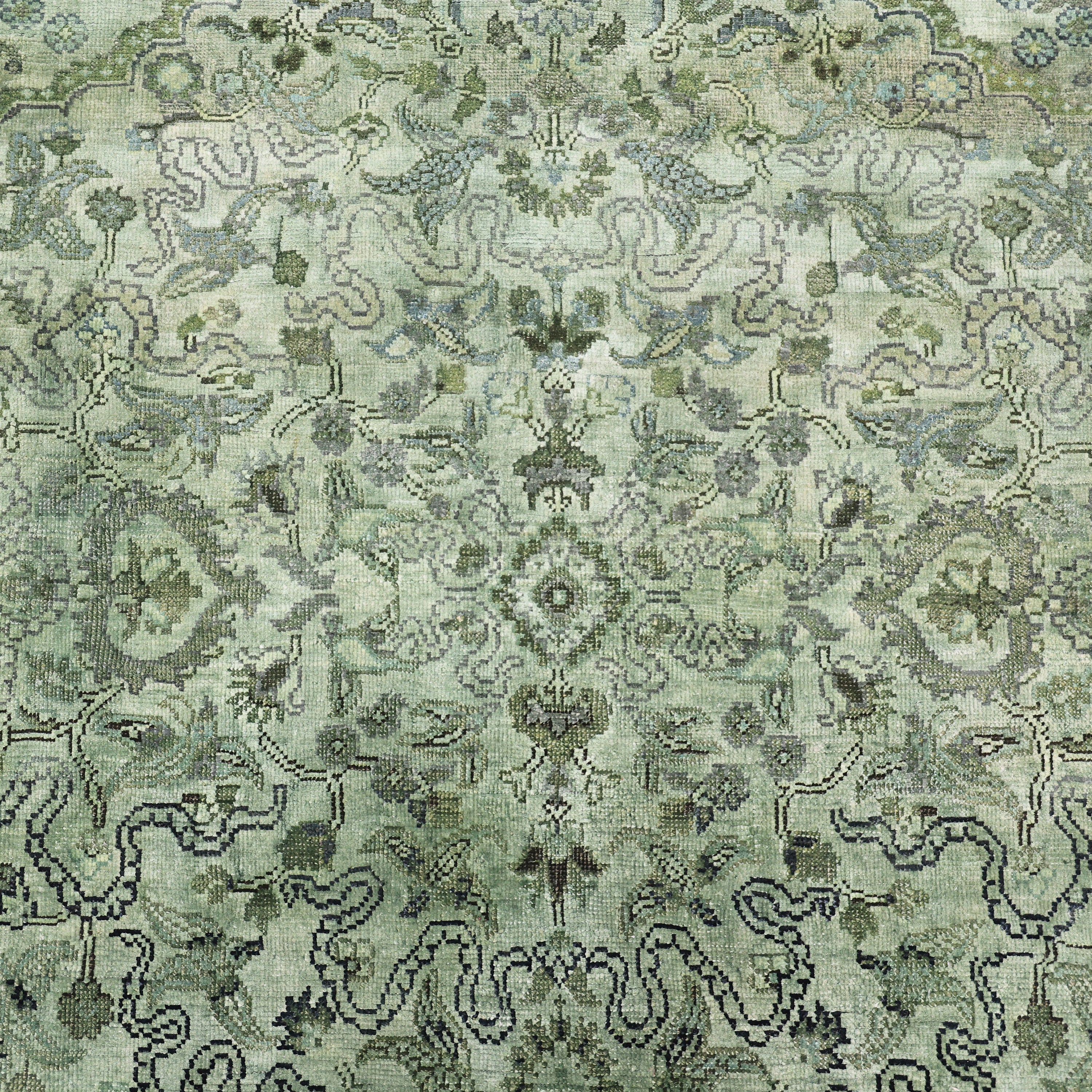 Green Alchemy Transitional Silk Wool Blend Rug - 9'10" x 13'10"