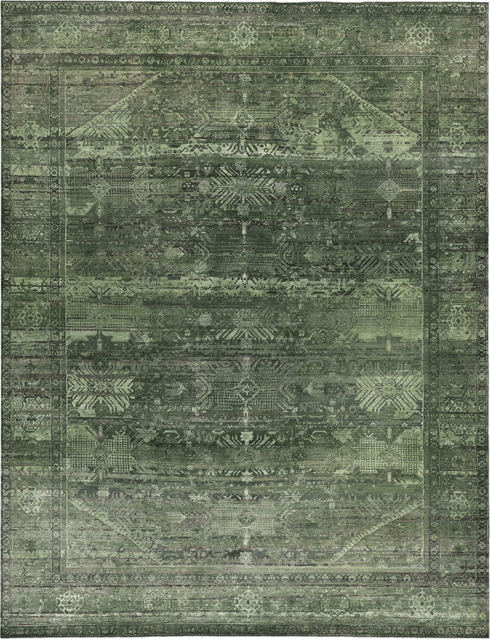 Green Alchemy Transitional Silk Wool Blend Rug - 9'1