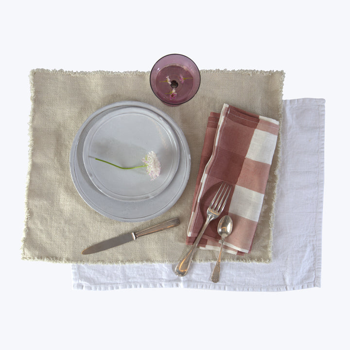 Blossom Plaid Linen Napkin Brick