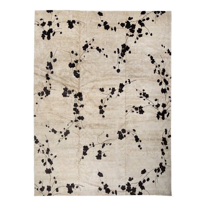 Aurora Contemporary Tibetan Silk Rug Slate / 12x15