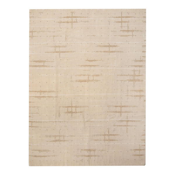 Ivory Contemporary Wool Silk Blend Rug - 8' x 10'