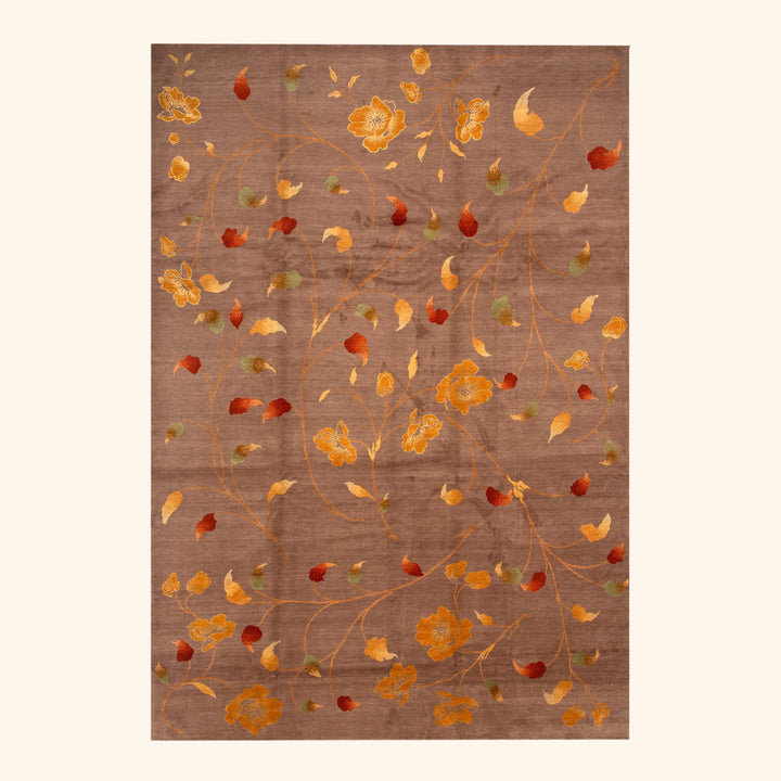 Traditional Tibetan Wool Silk Blend Rug - 9'1" x 13'1"