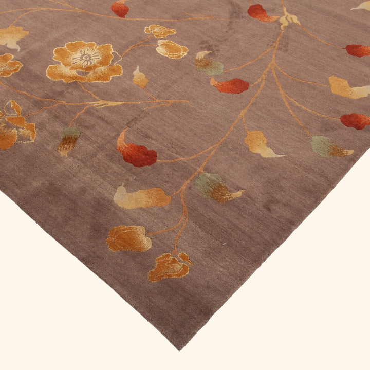 Traditional Tibetan Wool Silk Blend Rug - 9'1" x 13'1"