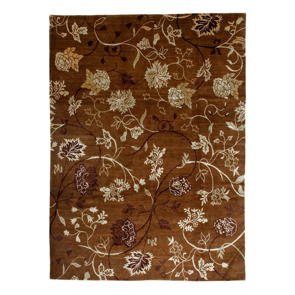 Traditional Tibetan Wool Silk Blend Rug - 9'1" x 12'2"