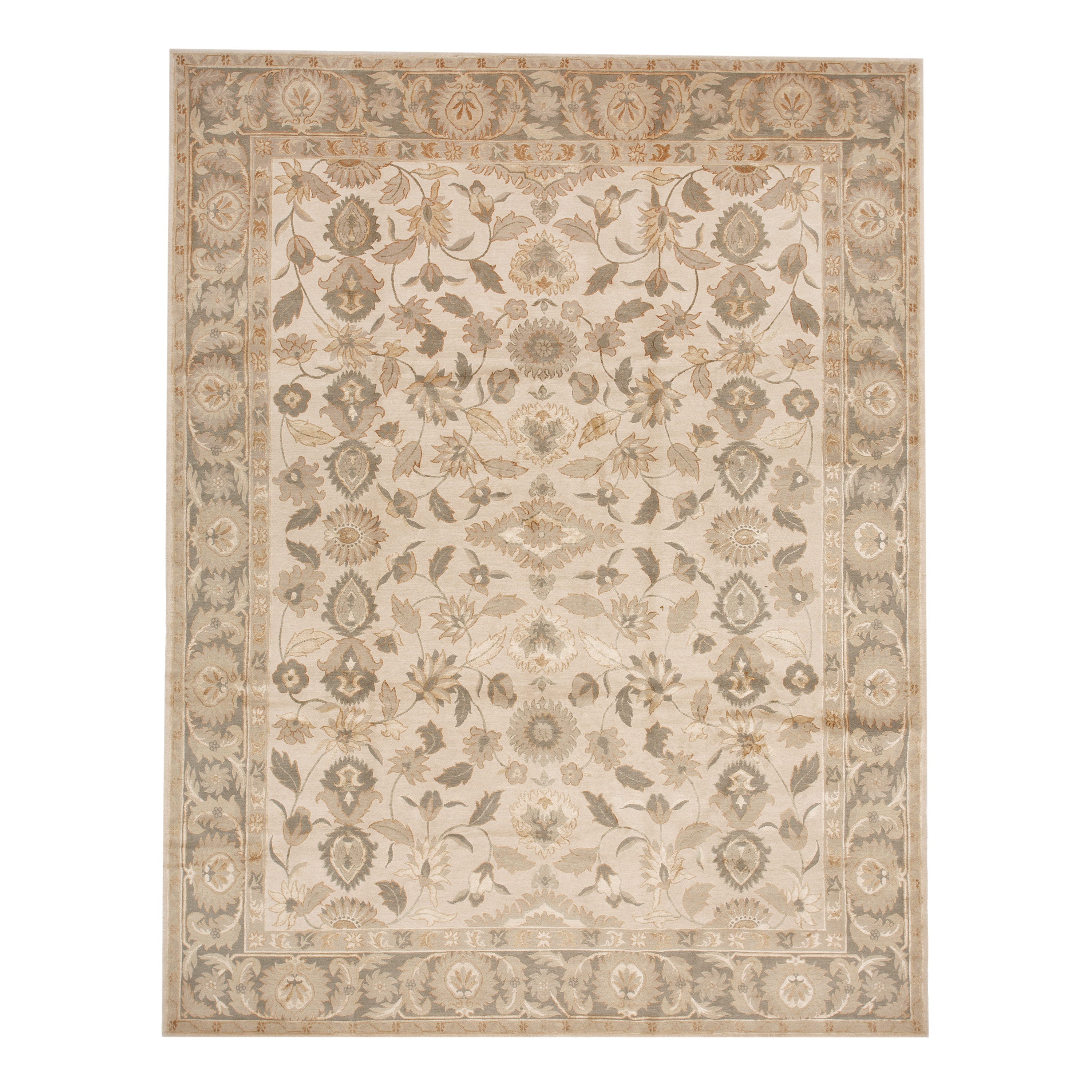 Traditional Tibetan Wool Silk Blend Rug - 9'2" x 12'3"