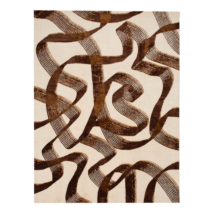 Traditional Tibetan Wool Silk Blend Rug - 9'1" x 12'