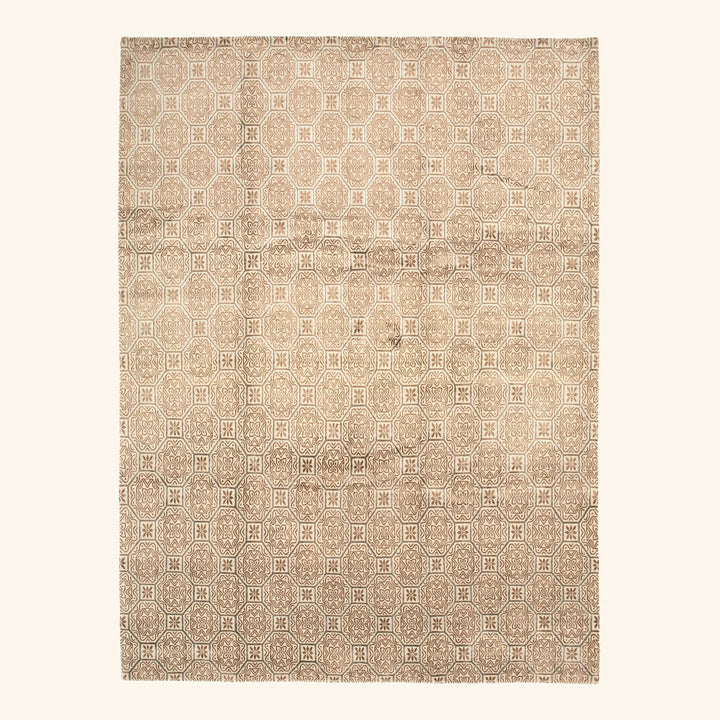 Traditional Tibetan Wool Silk Blend Rug - 9'1" x 12'5"