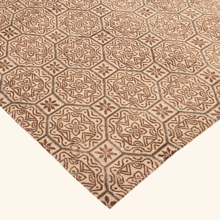 Traditional Tibetan Wool Silk Blend Rug - 9'1" x 12'5"