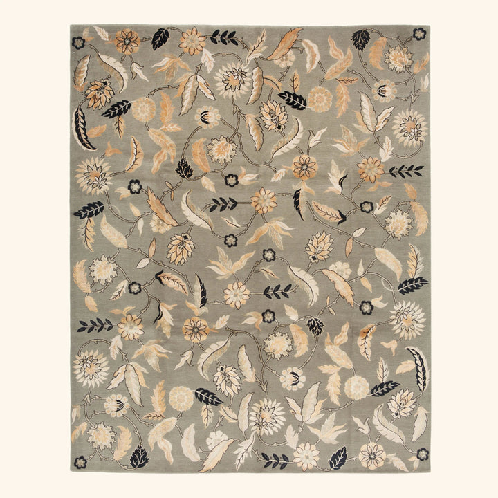 Traditional Tibetan Wool Silk Blend Rug - 8'2" x 10'2"