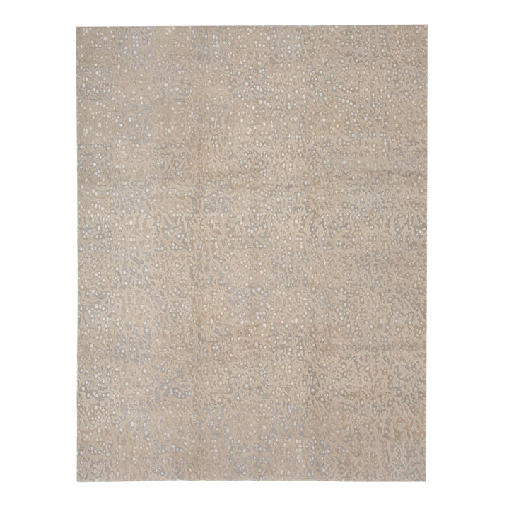Traditional Tibetan Wool Silk Blend Rug - 9'1" x 12'1"