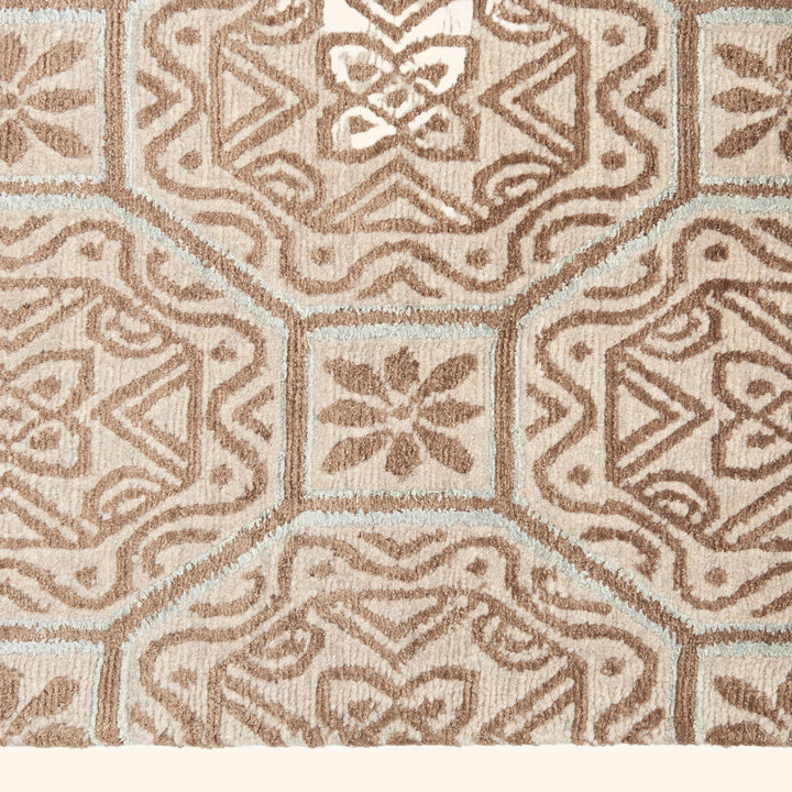 Traditional Tibetan Wool Silk Blend Rug - 9'1" x 12'