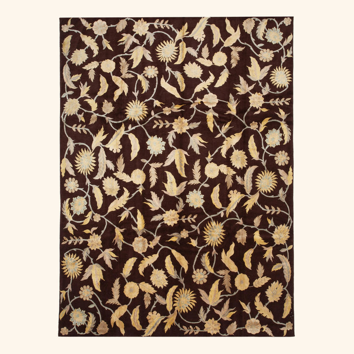 Traditional Tibetan Wool Silk Blend Rug - 9'1" x 12'1"