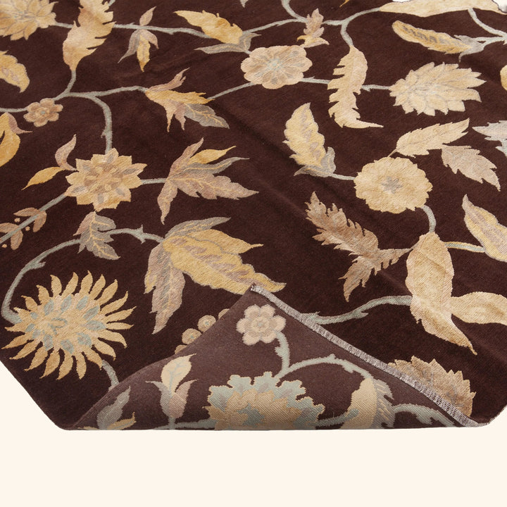 Traditional Tibetan Wool Silk Blend Rug - 9'1" x 12'1"