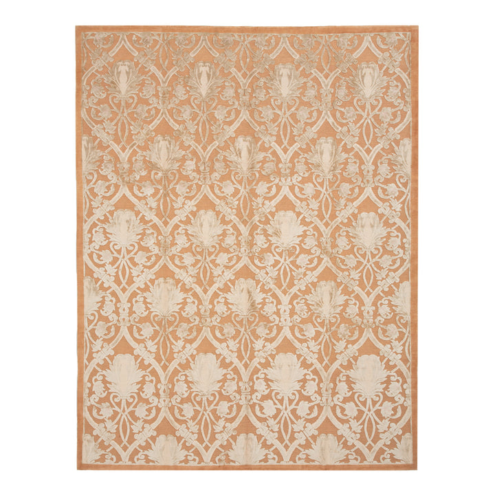 Traditional Tibetan Wool Silk Blend Rug - 9' x 11'10"