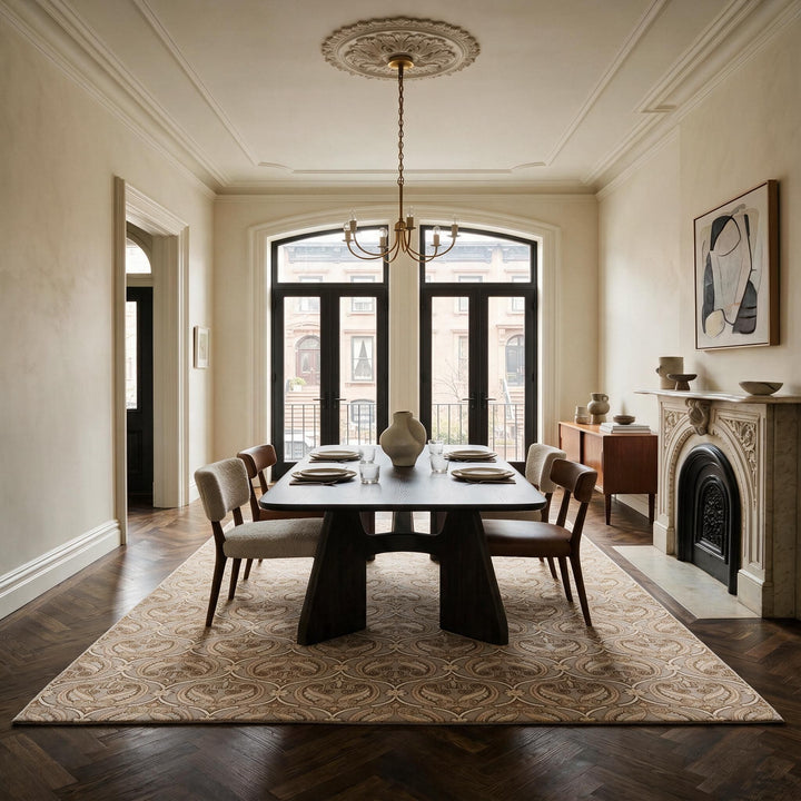 Brown Traditional Tibetan Wool Rug - 12'1" x 18'1"