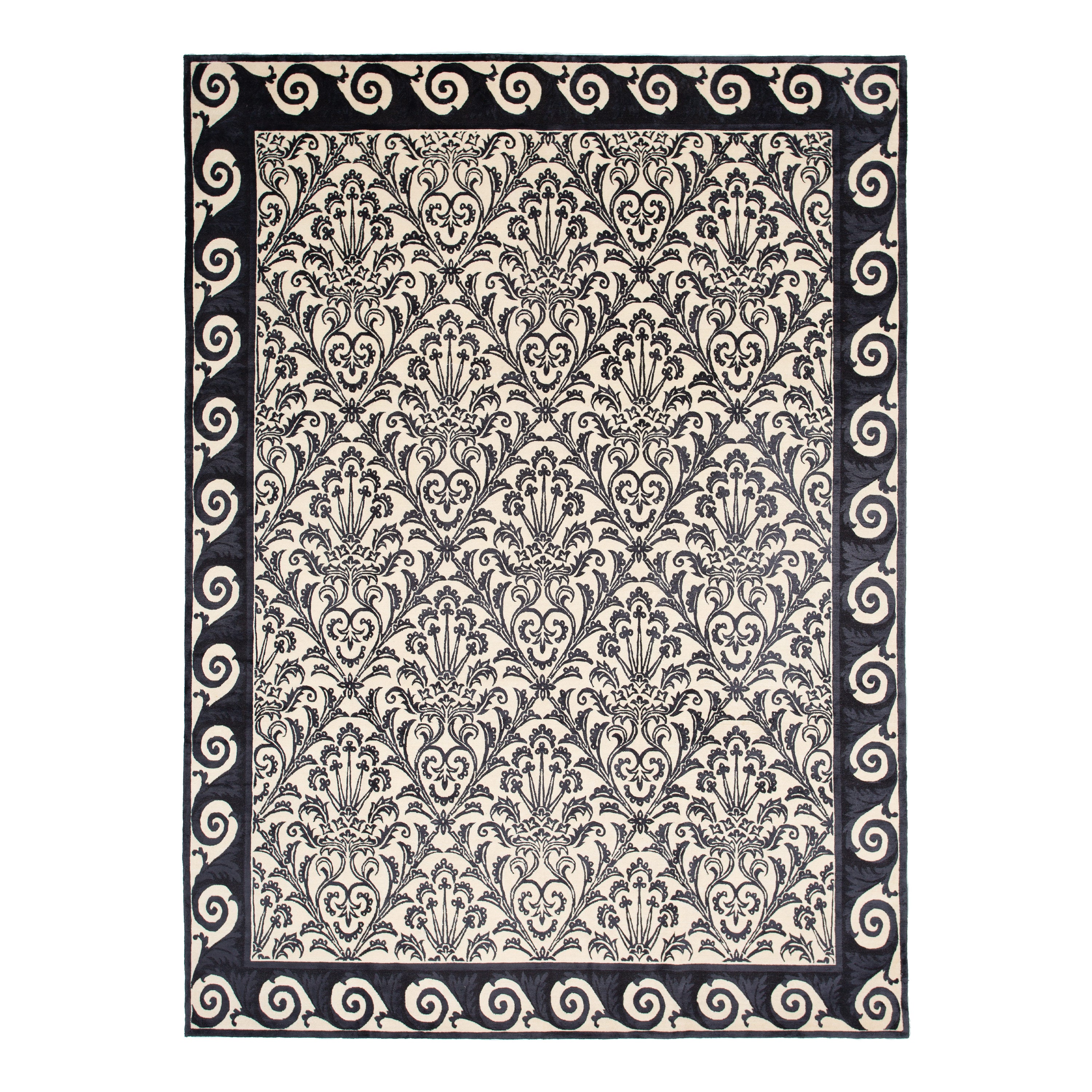 Traditional Tibetan Wool Silk Blend Rug - 9'1" x 12'3"