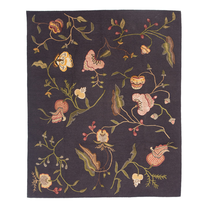 Traditional Tibetan Wool Silk Blend Rug - 8' x 9'10"