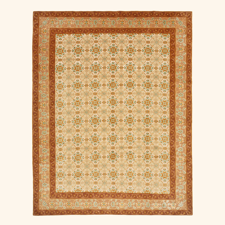 Traditional Tibetan Wool Silk Blend Rug - 9' x 11'10"