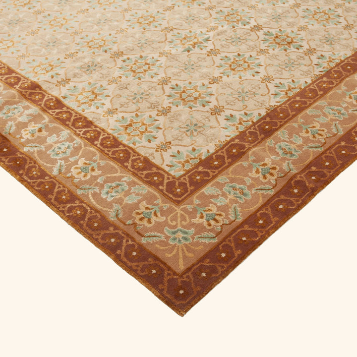 Traditional Tibetan Wool Silk Blend Rug - 9' x 11'10"