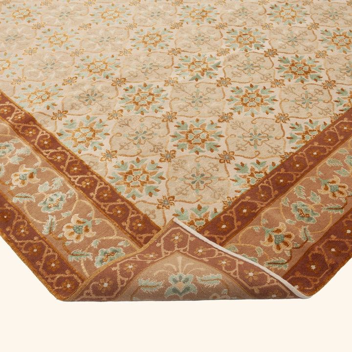 Traditional Tibetan Wool Silk Blend Rug - 9' x 11'10"
