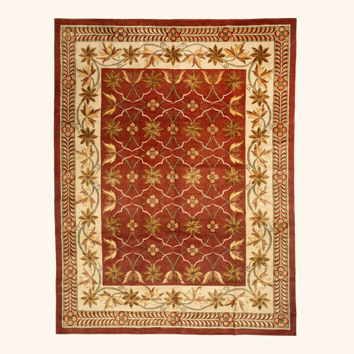 Traditional Tibetan Wool Silk Blend Rug - 9'2" x 12'2"