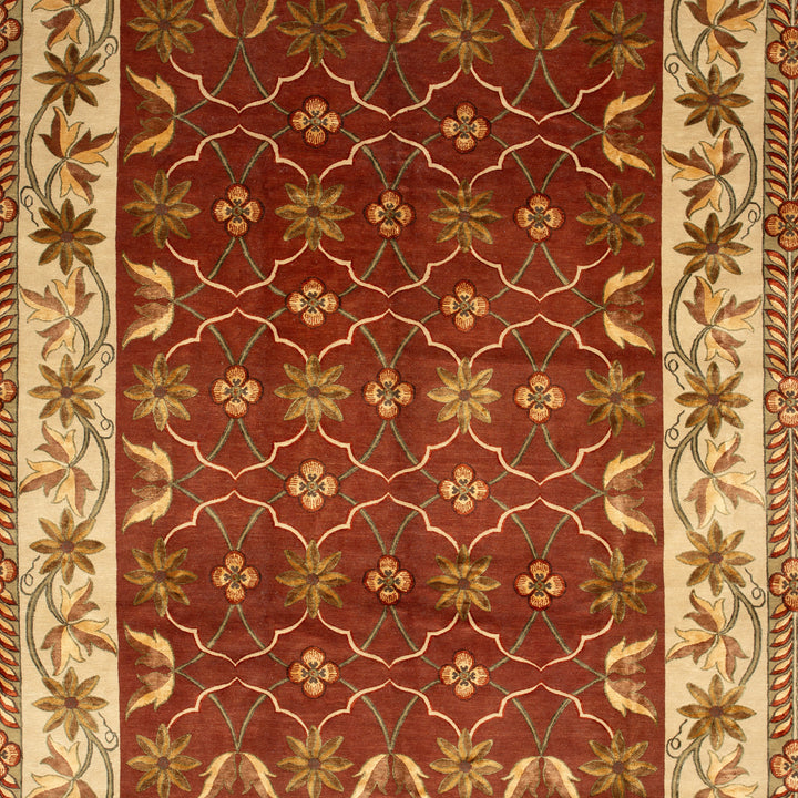 Traditional Tibetan Wool Silk Blend Rug - 9'2" x 12'2"