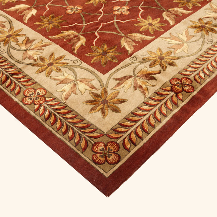 Traditional Tibetan Wool Silk Blend Rug - 9'2" x 12'2"