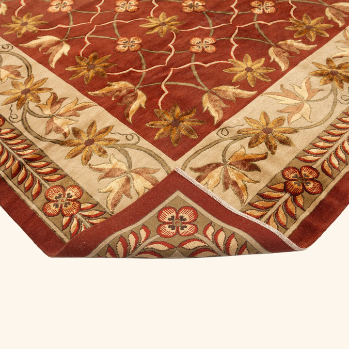 Traditional Tibetan Wool Silk Blend Rug - 9'2" x 12'2"