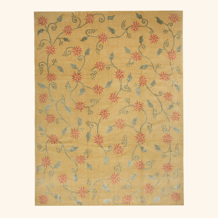 Traditional Tibetan Wool Silk Blend Rug - 9'2" x 11'10"