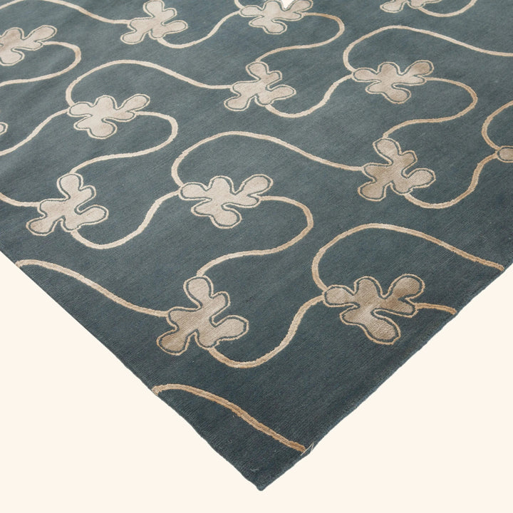 Traditional Tibetan Wool Silk Blend Rug - 9'2" x 11'10"