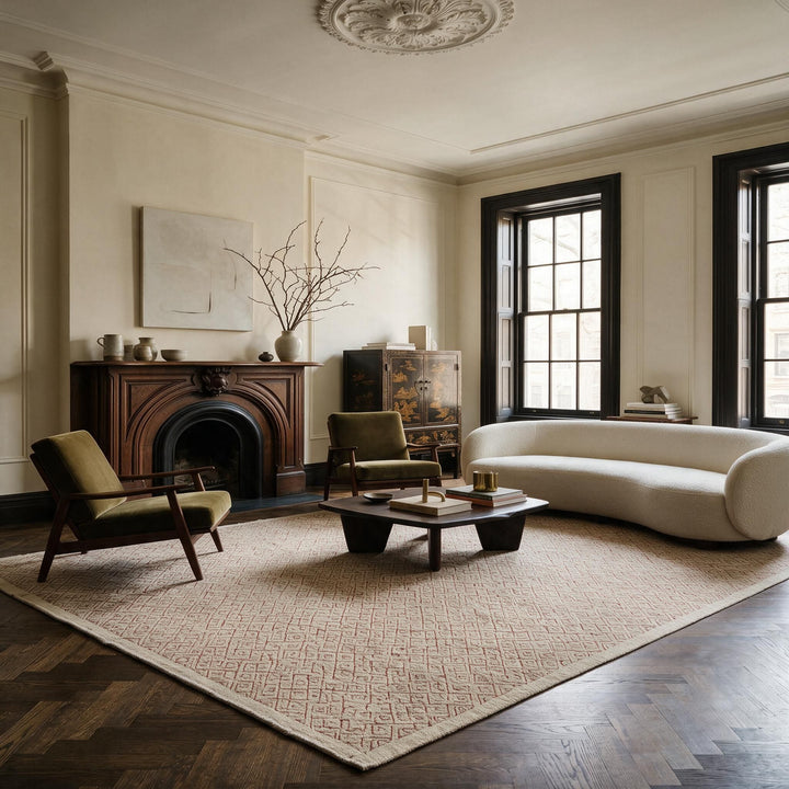 Beige Traditional Tibetan Wool Rug - 14'1" x 17'10"