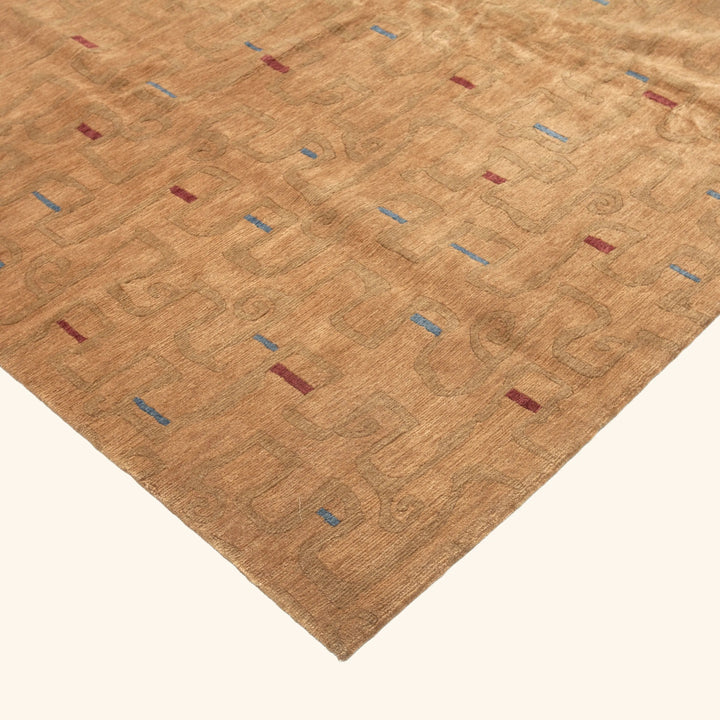 Traditional Tibetan Wool Silk Blend Rug - 8'2" x 12'7"