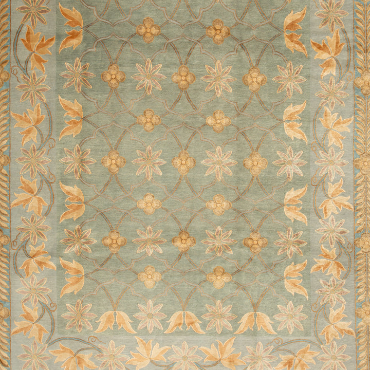 Traditional Tibetan Wool Silk Blend Rug - 9'1" x 12'1"