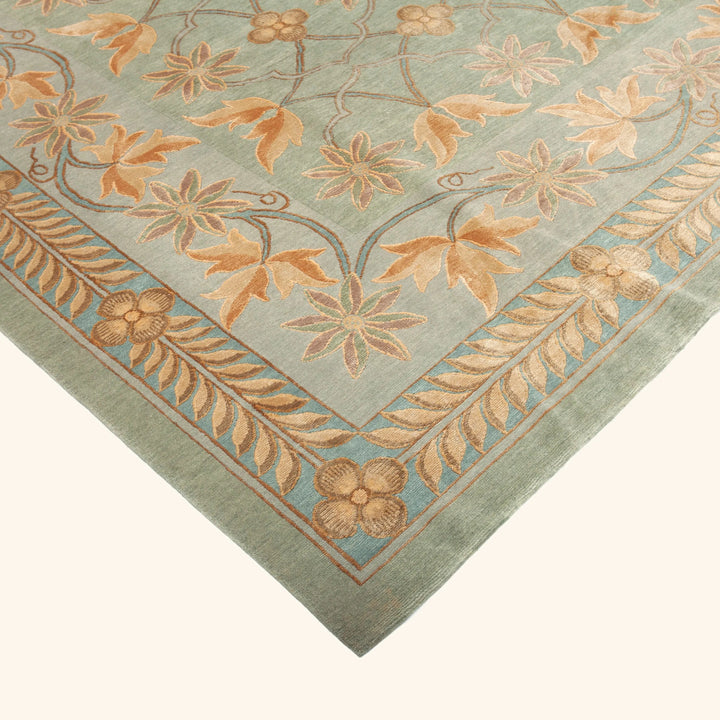 Traditional Tibetan Wool Silk Blend Rug - 9'1" x 12'1"