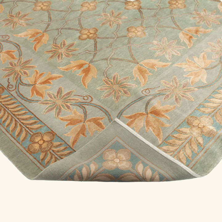 Traditional Tibetan Wool Silk Blend Rug - 9'1" x 12'1"
