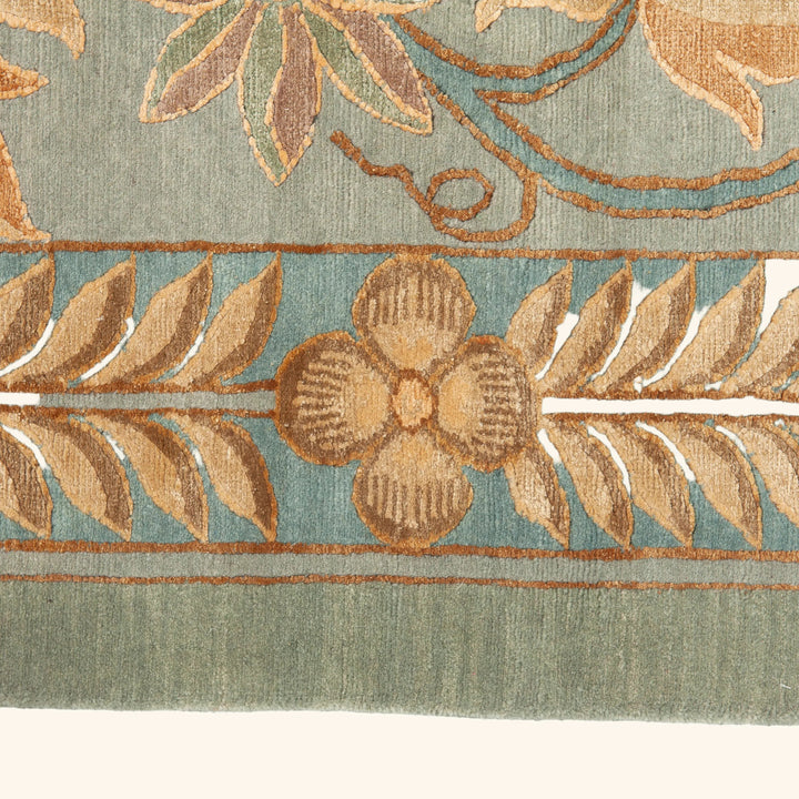 Traditional Tibetan Wool Silk Blend Rug - 9'1" x 12'1"