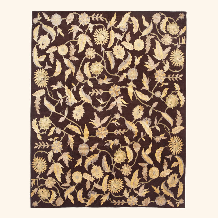 Traditional Tibetan Wool Silk Blend Rug - 8'1" x 10'1"