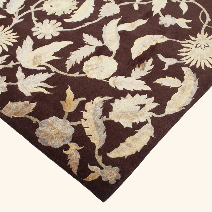 Traditional Tibetan Wool Silk Blend Rug - 8'1" x 10'1"