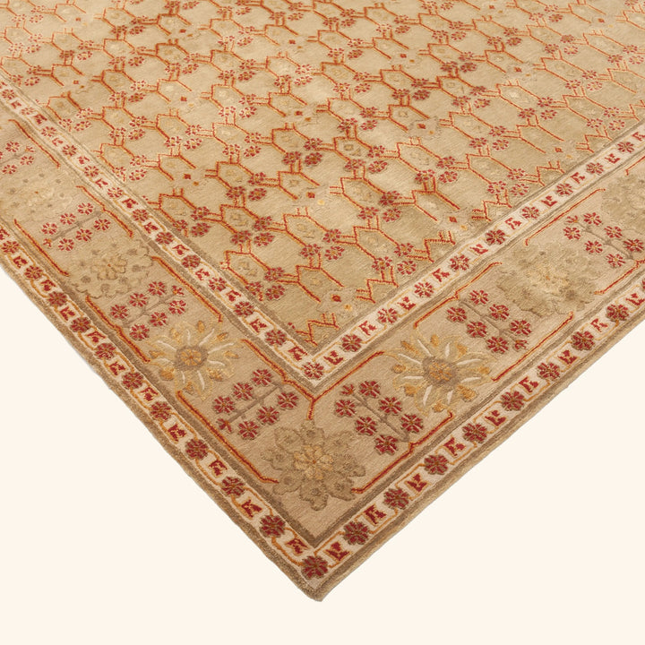 Traditional Tibetan Wool Silk Blend Rug - 9'2" x 12'4"
